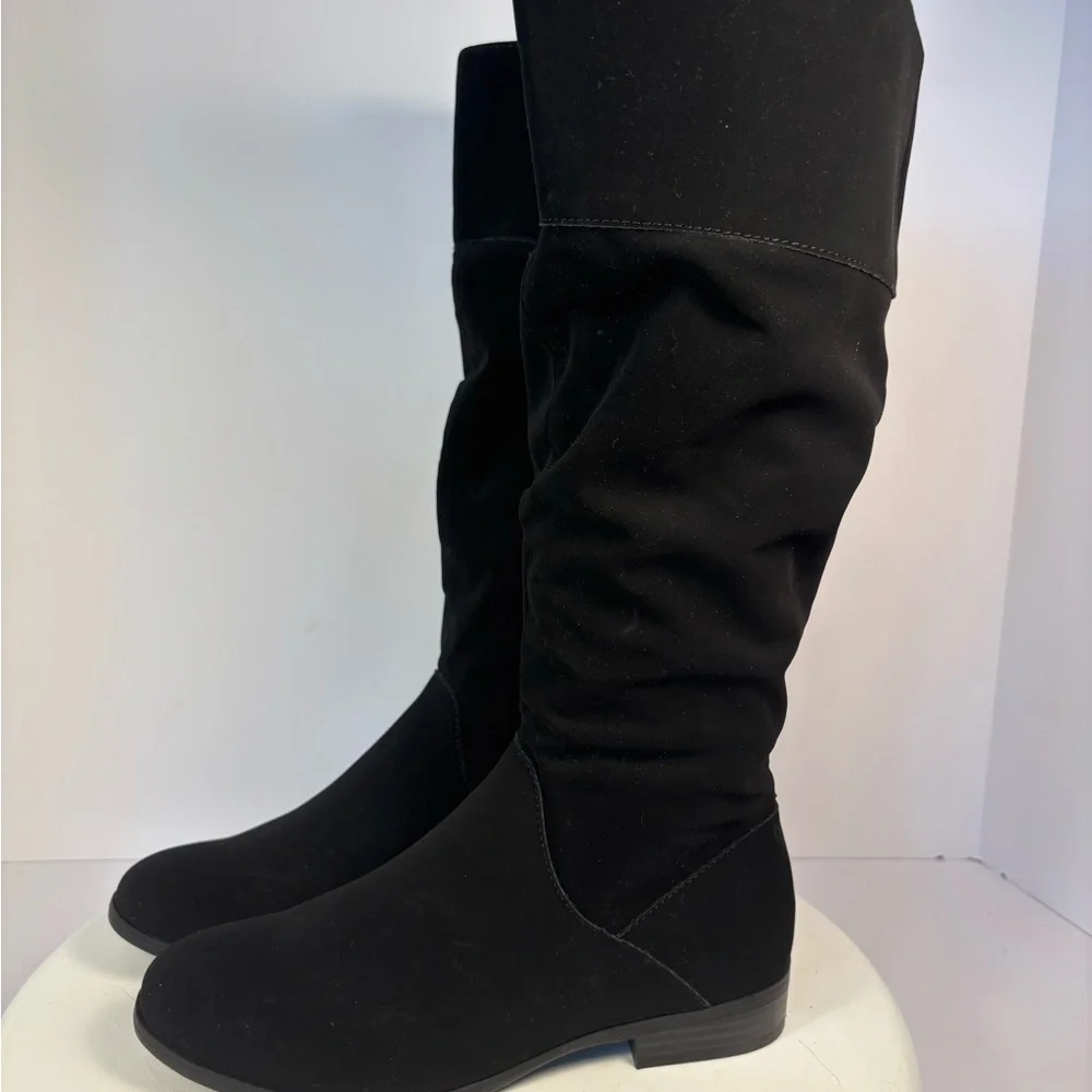 Black Faux Suede Zip Knee High boot Sz 5.5 New With Out Tag Cosplay Whimsigoth